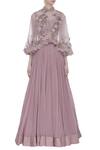 Buy_Abhishek Vermaa_Pink Embroidered Cape Lehenga Set_Online_at_Aza_Fashions