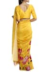 Shop_Masaba_Yellow Chanderi Lotus Floral Printed Saree With Blouse Piece_at_Aza_Fashions