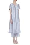 Itara_White Striped Tunic With Pants _Online_at_Aza_Fashions