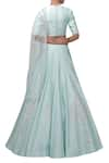 Shop_Chhaya Mehrotra_Blue Round Silk Organza Chanderi Lehenga Set  _at_Aza_Fashions