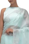 Chhaya Mehrotra_Blue Round Silk Organza Saree With Blouse  _Online_at_Aza_Fashions