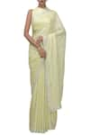 Buy_Chhaya Mehrotra_Yellow Round Silk Satin Saree With Blouse  _at_Aza_Fashions