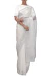 Buy_Chhaya Mehrotra_White Round Silk Organza Saree With Blouse  _at_Aza_Fashions