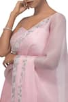 Chhaya Mehrotra_Pink Sweetheart Neck Silk Organza Saree With Blouse  _Online_at_Aza_Fashions