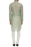 Shop_Pranay Baidya_Green Chanderi Floral Printed Classic Kurta_at_Aza_Fashions