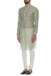 Buy_Pranay Baidya_Green Chanderi Floral Printed Classic Kurta_Online_at_Aza_Fashions
