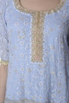 Buy_Bhumika Grover_Blue U Neck Lucknowi Kurta Sharara Set _Online_at_Aza_Fashions