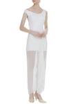 Buy_Arpan Vohra_White Tulle, Georgette V Neck Gathered Maxi Dress _at_Aza_Fashions
