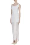 Buy_Arpan Vohra_White Tulle, Georgette V Neck Gathered Maxi Dress _Online_at_Aza_Fashions
