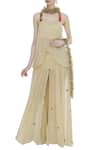 Buy_Arpan Vohra_Beige Georgette Sweetheart Neck Asymmetric Kurta With Dupatta _at_Aza_Fashions