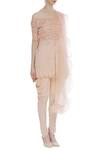 Arpan Vohra_Peach Georgette Bardot Embroidered Kurta And Dhoti Pant Set _Online_at_Aza_Fashions