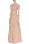Buy_Arpan Vohra_Peach Organza Bardot Embellished Lehenga Set _Online_at_Aza_Fashions