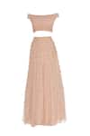 Shop_Arpan Vohra_Peach Organza Bardot Embellished Lehenga Set _Online_at_Aza_Fashions