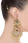 Shop_Moh-Maya by Disha Khatri_Gold Plated Chandbali Kundan Earrings _at_Aza_Fashions