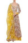 Buy_Nikasha_Multi Color Scoop Neck Floral Hand Painted Sequin Anarkali Set _at_Aza_Fashions