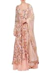 Buy_Nikasha_Pink U Neck Hand Painted Anarkali With Dupatta _at_Aza_Fashions