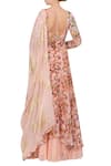 Shop_Nikasha_Pink U Neck Hand Painted Anarkali With Dupatta _at_Aza_Fashions