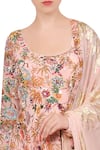 Buy_Nikasha_Pink U Neck Hand Painted Anarkali With Dupatta _Online_at_Aza_Fashions