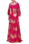 Nikasha_Pink V Neck Foil Print Maxi Dress _Online_at_Aza_Fashions