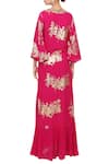 Shop_Nikasha_Pink V Neck Foil Print Maxi Dress _at_Aza_Fashions