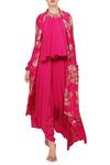 Buy_Nikasha_Pink Round Printed Jacket And Dhoti Pant Set _at_Aza_Fashions