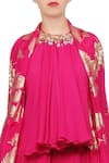Nikasha_Pink Round Printed Jacket And Dhoti Pant Set _Online_at_Aza_Fashions