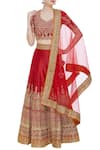 Buy_Vandana Sethi_Red Embroidered Bridal Lehenga Set With Net Dupatta _at_Aza_Fashions