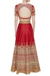 Shop_Vandana Sethi_Red Embroidered Bridal Lehenga Set With Net Dupatta _at_Aza_Fashions