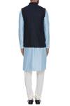 Shop_Bubber Couture_Blue Reversible Jacquard Nehru Jackets_at_Aza_Fashions