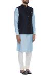 Bubber Couture_Blue Reversible Jacquard Nehru Jackets_Online_at_Aza_Fashions