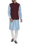 Buy_Bubber Couture_Blue Reversible Jacquard Nehru Jackets_Online_at_Aza_Fashions