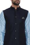 Shop_Bubber Couture_Blue Reversible Jacquard Nehru Jackets_Online_at_Aza_Fashions