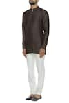 Buy_BUBBER COUTURE_Brown Jacquard Short Kurta _Online_at_Aza_Fashions