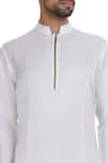 Mapxencars_Off White Linen Short Kurta_at_Aza_Fashions