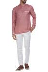 Buy_Mapxencars_Pink Linen Short Kurta  _at_Aza_Fashions