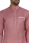 Mapxencars_Pink Linen Short Kurta  _at_Aza_Fashions