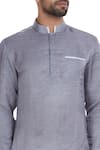 Mapxencars_Grey Linen Short Kurta  _at_Aza_Fashions