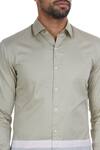 Mapxencars_Grey Color Block Cotton Shirt _at_Aza_Fashions