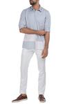 Buy_Mapxencars_Blue Color Block Cotton Shirt_at_Aza_Fashions