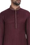 Mapxencars Maroon Silk Kurta Set at Aza Fashions Mapxencars_Maroon Silk Kurta Set_at_Aza_Fashions
