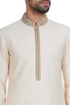 Mapxencars_White Silk Kurta Set  _at_Aza_Fashions