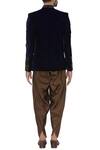 Shop_Kommal Sood_Blue Velvet Embroidered Bandhgala With Patiala Pants For Men_at_Aza_Fashions