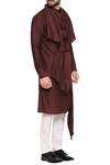 Amaare_Brown Tussar Georgette Front Drape Kurta With Pant  _Online_at_Aza_Fashions