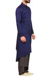 Amaare_Blue Wrap Asymmetric Hem Kurta With Pants_Online_at_Aza_Fashions