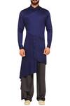 Shop_Amaare_Blue Wrap Asymmetric Hem Kurta With Pants_Online_at_Aza_Fashions
