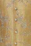 Kommal Sood_Gold Raw Silk Embroidered Beads Sherwani With Velvet Stole  _at_Aza_Fashions