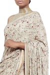 Nakul Sen_Beige Kashmiri Dorukha Embroidered Saree With Blouse_Online_at_Aza_Fashions