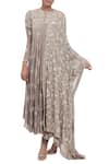 Buy_Nakul Sen_Grey Chikankari Hand Embroidered Asymmetric Kurta Set_at_Aza_Fashions