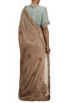 Shop_Nakul Sen_Beige Embroidered Saree With Frill Sleeves Blouse_at_Aza_Fashions