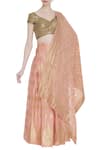 Buy_Pranay Baidya_Peach Banarasi Embroidered Sequin Blouse With Lehenga And Dupatta  _at_Aza_Fashions